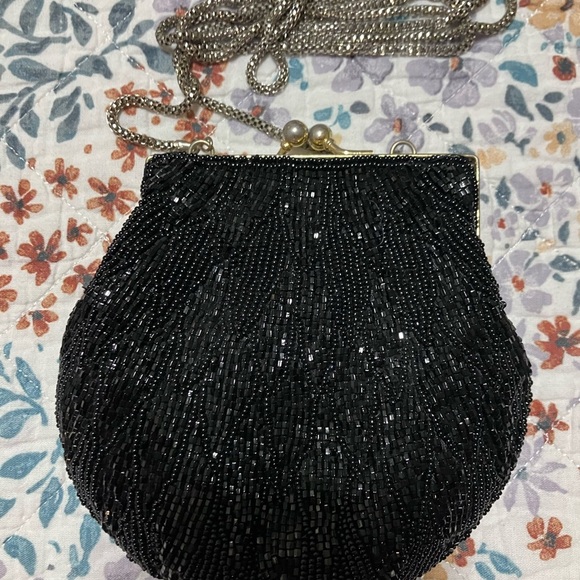 Elegant Black Beaded Evening Bag - Picture 1 of 4